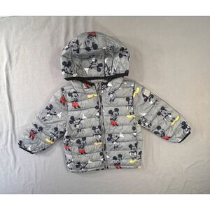 Baby Gap Disney Mickey Mouse grey lightweight puffer jacket Toddler 2T